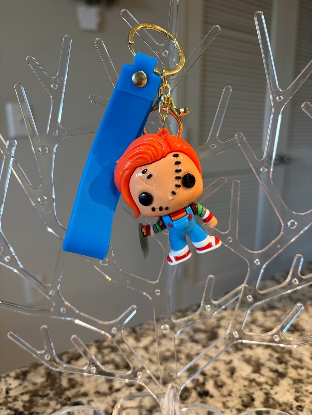 Blue Chucky Keychain Plush-style Figurine Keyring